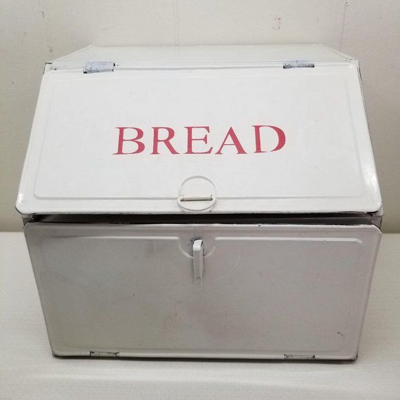 Metal Enamel Bread Box Country Farmhouse Chic Home